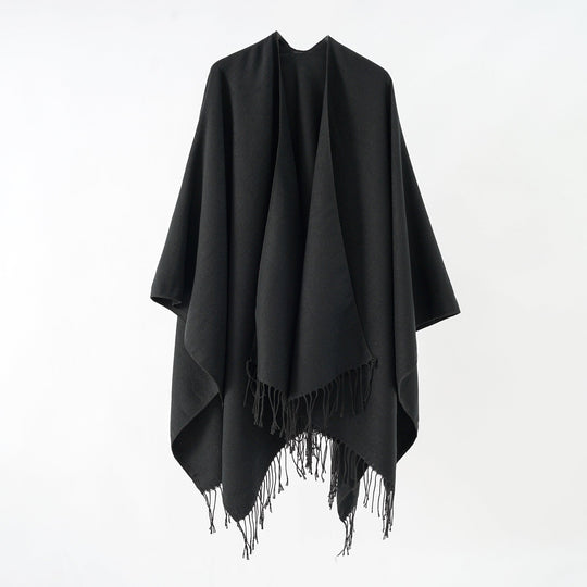 Damen Modischer Fransen-Poncho Aus Weichem Material mit Luxuriösem Fall R&B