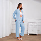 Damen Zweiteiliges Set aus leichter Bluse und weiter Hose im eleganten Design R&B