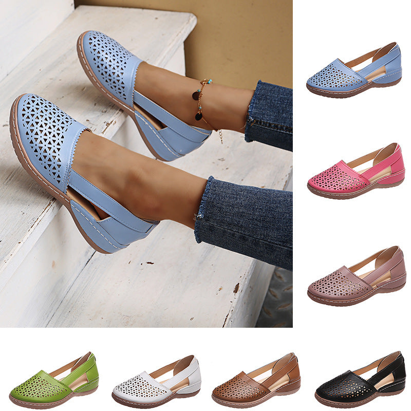 Damen Atmungsaktive Ballerinas mit dekorativem Lochmuster