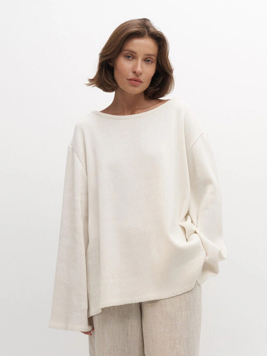Damen Lässiger Strickpullover mit weitem Schnitt R&B