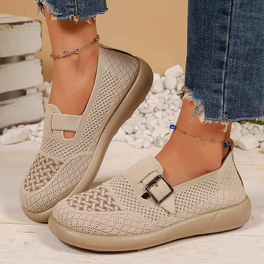 Damen Komfortable Slip-On Sneakers mit modischem Riemendesign R&B