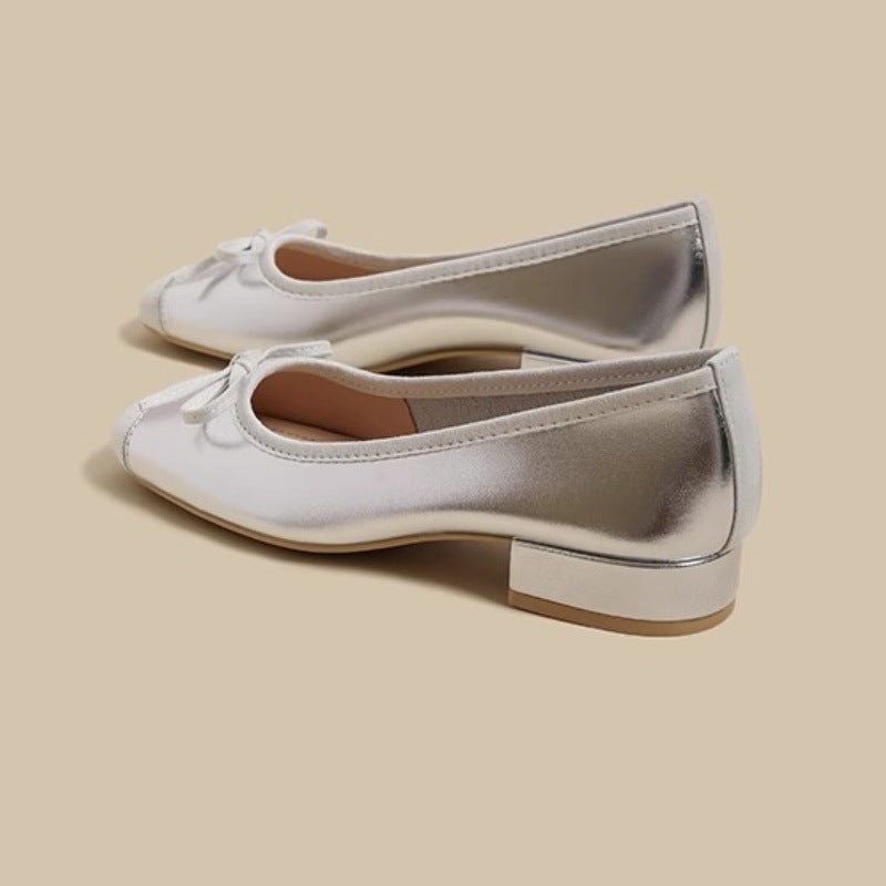 Damen Elegante Ballerina-Schuhe mit zarter Schleifenapplikation R&B