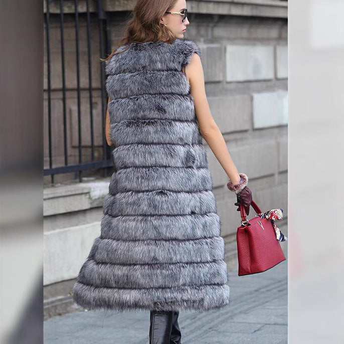Damen Elegante Kunstpelzweste mit voluminösen Details und dekorativen Akzenten R&B