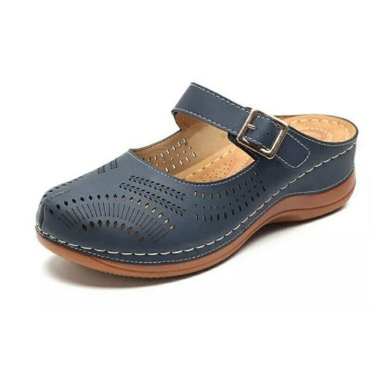Damen Komfortable Clogs mit luftigen Lochmustern und verstellbarem Riemen R&B