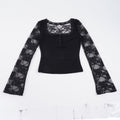 Damen Elegantes Langarmshirt mit Spitze und Knopfdetails R&B