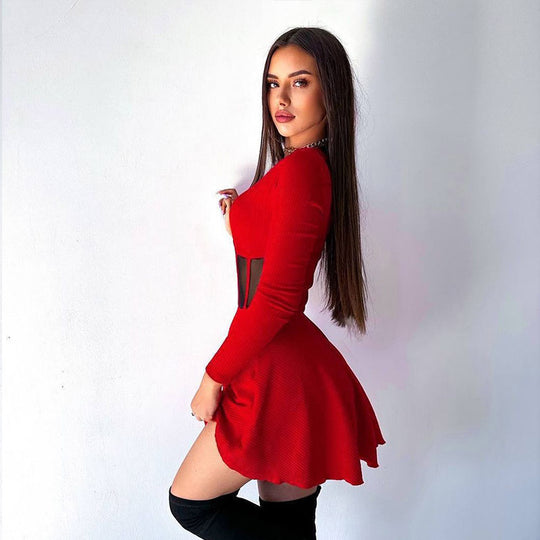 Damen Hochwertiges und elegantes Minikleid mit transparenten Einsätzen R&B