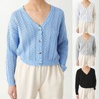 Damen Strickcardigan mit femininer Rüsche und Knopfdetails