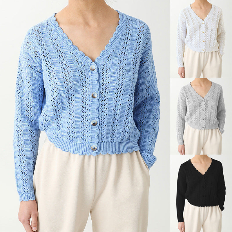 Damen Strickcardigan mit femininer Rüsche und Knopfdetails