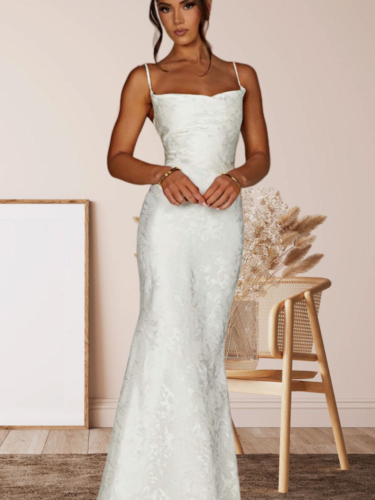 Damen Elegantes Maxikleid mit verführerischen Spaghettiträgern R&B