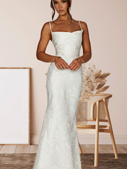 Damen Elegantes Maxikleid mit verführerischen Spaghettiträgern R&B