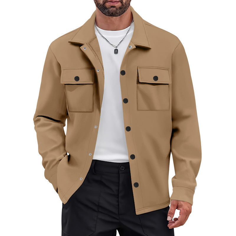 Herren nan arbeitsinspirierte Hemdjacke mit Druckknopfleiste, aufgesetzten Brusttaschen und kastiger Passform R&B