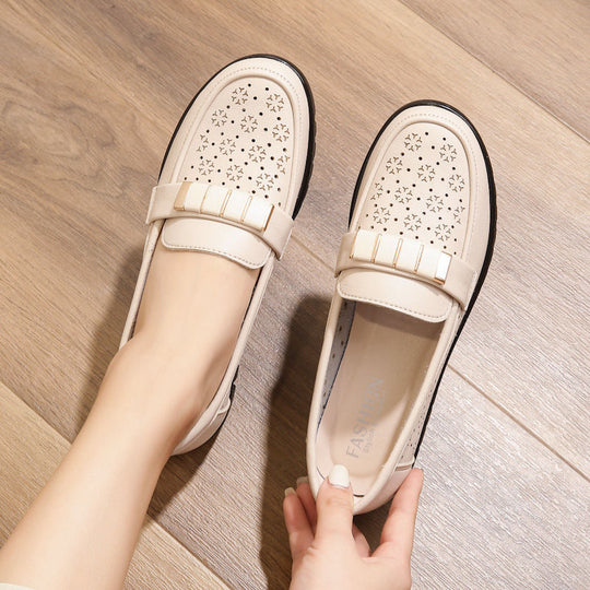 Damen bequeme und stylische Slipper mit eleganten Cut-Outs und modischem dekorativem Riemen R&B
