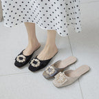 Damen elegante Mules mit Schmuckdetails
