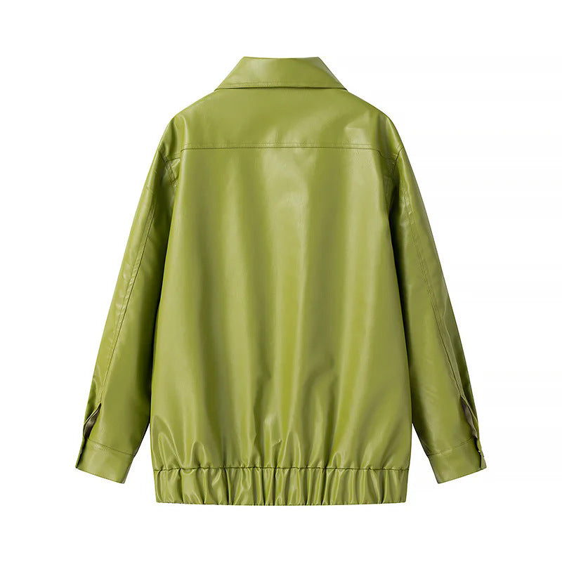 Damen Kunstlederjacke mit praktischen Taschen und modernem Schnitt R&B