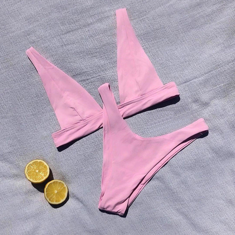 Damen Bikinioberteil mit tiefem V-Ausschnitt und breiten Trägern R&B