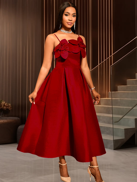 Damen festliches Maxikleid mit floralen Applikationen und elegantem Schnitt R&B