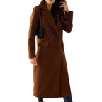 Damen Eleganter Doppelt-gesetzter Wollmantel mit Taschen R&B