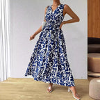 Damen nan Wickel-Maxikleid mit V-Ausschnitt und gR&Bundenem Taillengürtel R&B