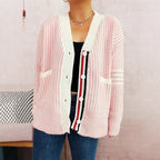 Damen Strickjacke mit modischem Streifenmuster R&B