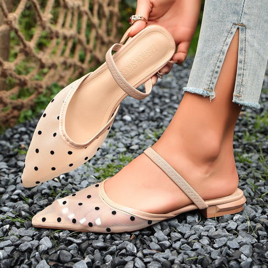 Damen Elegante Slingback-Schuh mit modischem Punkten-Design R&B