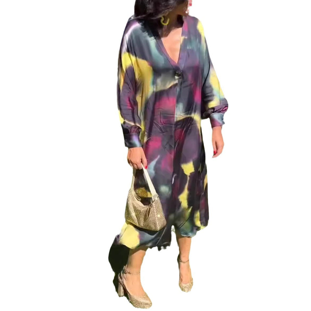 Damen Sommerliches Wickelkleid mit modernem Farbverlauf Heidi-Mode