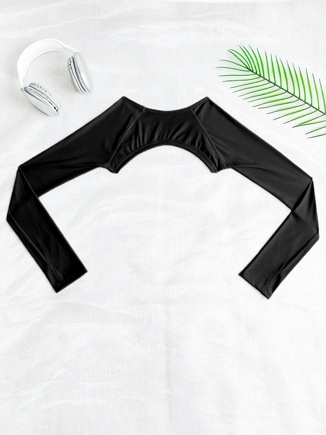 Damen Sportliches Langarm Crop-Top mit angeschnittenem Design R&B