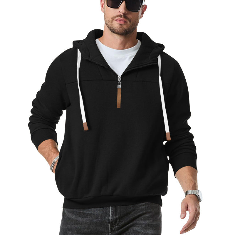 Herren modischer Kapuzenpullover mit Reißverschluss und dekorativen Details R&B