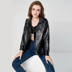 Damen Kunstleder Bikerjacke mit dekorativen Akzenten