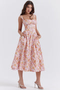 Damen Maxikleid mit floralen Mustern und dezenten Raffungen R&B