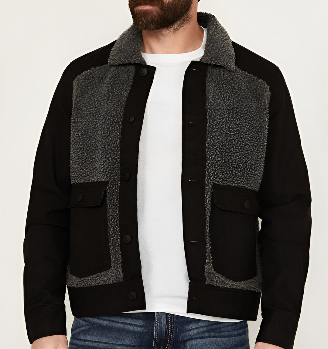 Herren vielseitige und stylische Outdoor-Jacke mit Teddyfell-Elementen R&B