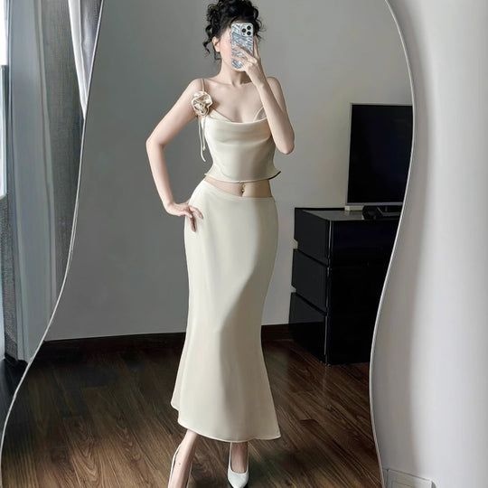 Damen elegantes zweites Etui-Kleid mit Rüschen und Trägern R&B
