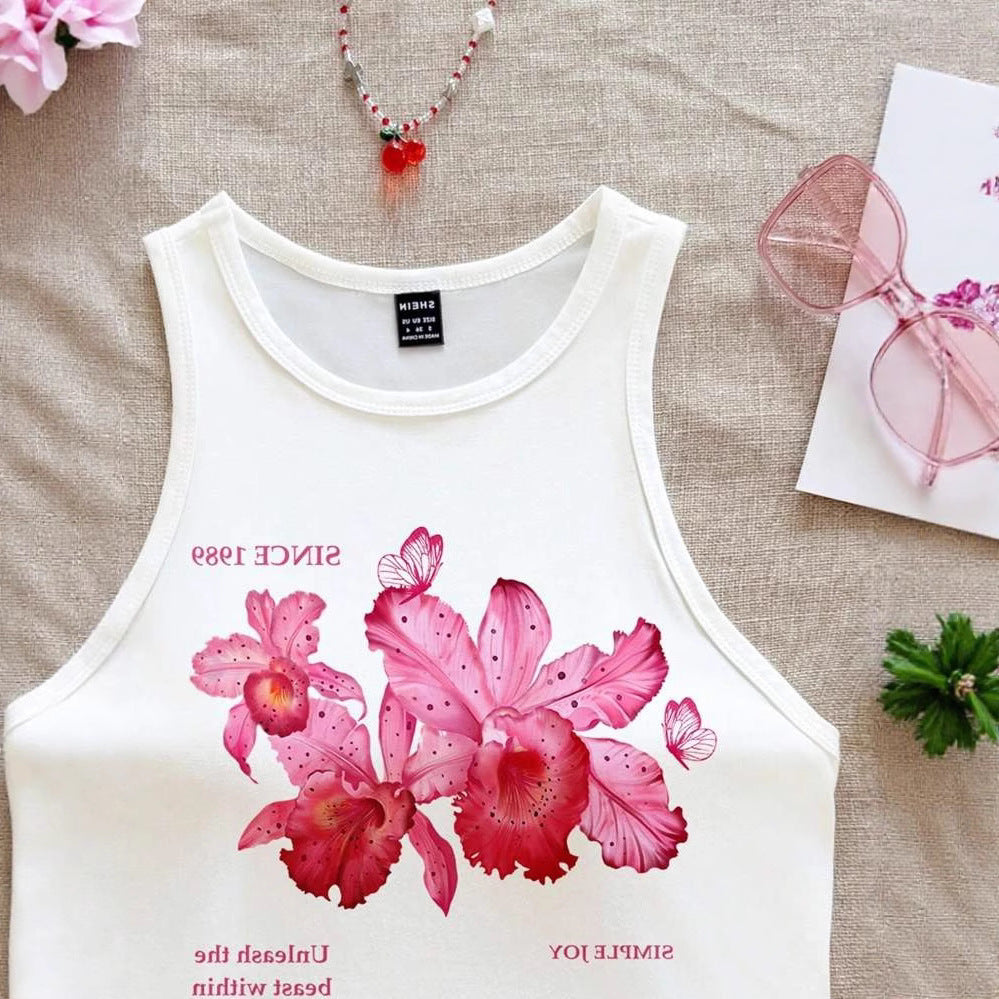 Damen ärmelloses Tanktop mit fröhlichem Kirschmotiv R&B