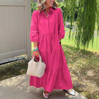 R&B | Lässiges Einfarbiges Patchworkkleid mit Reverstasche