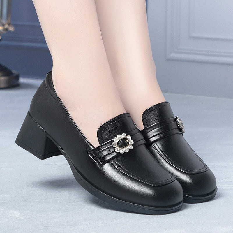 Damen Elegante Mokassins mit modischem Schmuckdetail und komfortablem Blockabsatz R&B