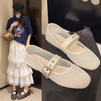 Damen Vintage Ballerinas mit dekorativem Schnallenverschluss