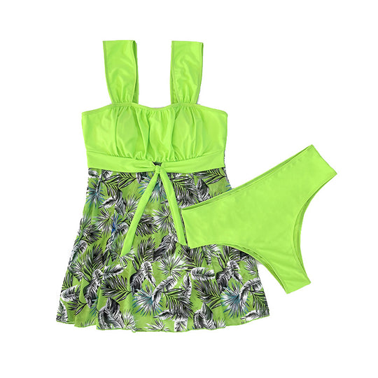 Damen Badeoberteil mit floralem Rock-Design und verstellbaren Trägern R&B