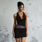 Damen elegantes Körper-hugging Kleid mit tiefem Ausschnitt R&B