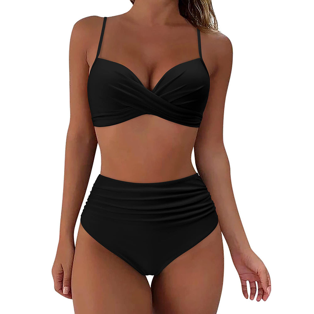 Damen High-Waist Tierdruck-Bikini-Set R&B