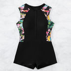 Damen Surfsuit mit floralem Muster und praktischem Reißverschluss