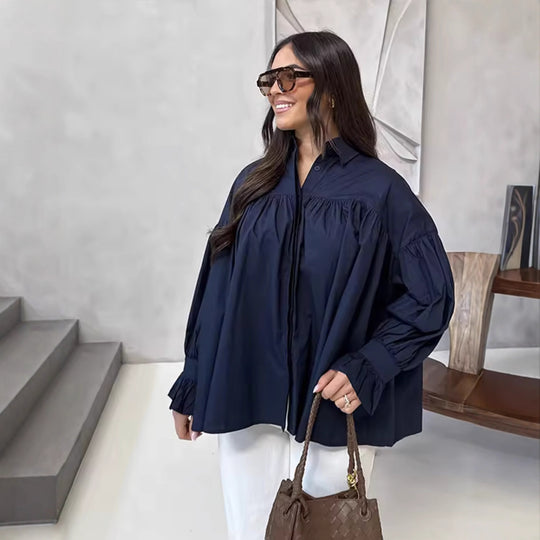 Damen elegante Bluse mit Rüschendetails R&B