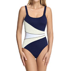 Damen Einteiler Badeanzug mit elegantem Farbverlauf und modischen Trägerdetails R&B
