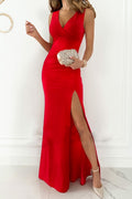 Damen elegantes Abendkleid mit hohem Schlitz R&B