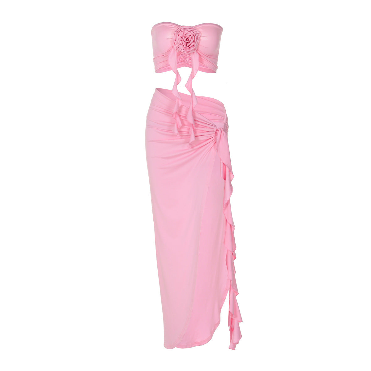 Damen Borten Maxikleid mit asymmetrischem Saum R&B