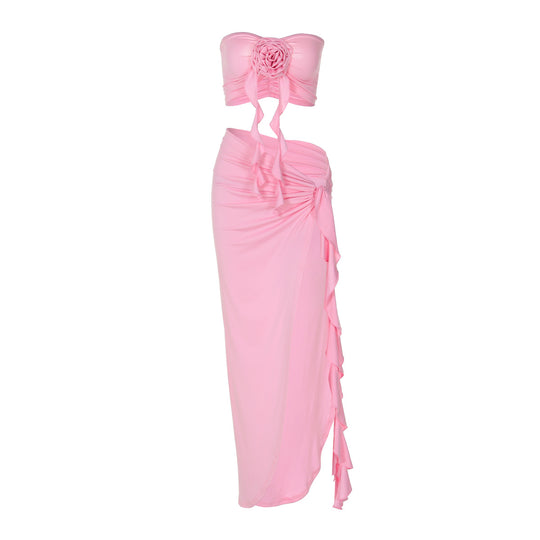 Damen Borten Maxikleid mit asymmetrischem Saum R&B