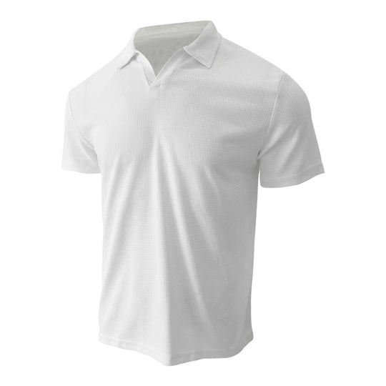 Herren Kurzarm-Henley-Shirt mit strukturierter Oberfläche R&B