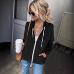Damen bequemer Kapuzenpullover mit Reißverschluss und seitlichen Taschen R&B