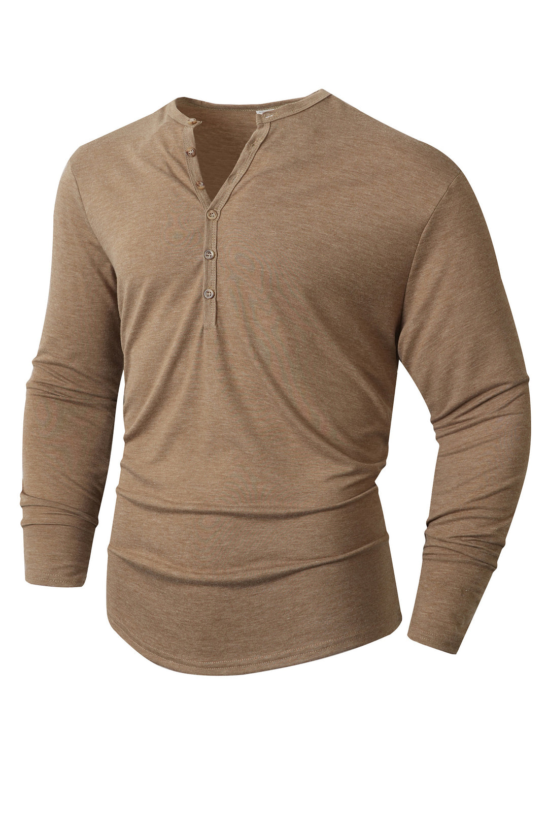 Herren Langarm Henley-Shirt mit Knopfleiste und weichem Baumwollmix R&B