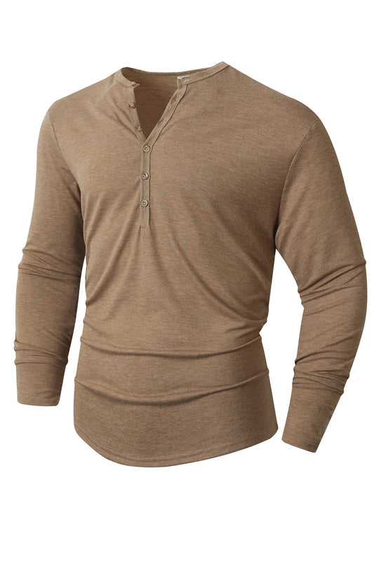 Herren Langarm Henley-Shirt mit Knopfleiste und weichem Baumwollmix R&B