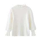 Mädchen elegantes Pullover mit transparenter Spitzenärmel R&B