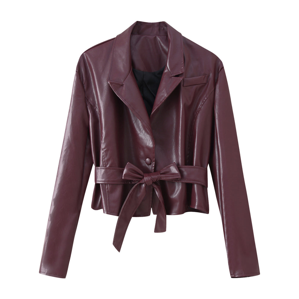 Damen Elegante Kunstlederjacke R&B